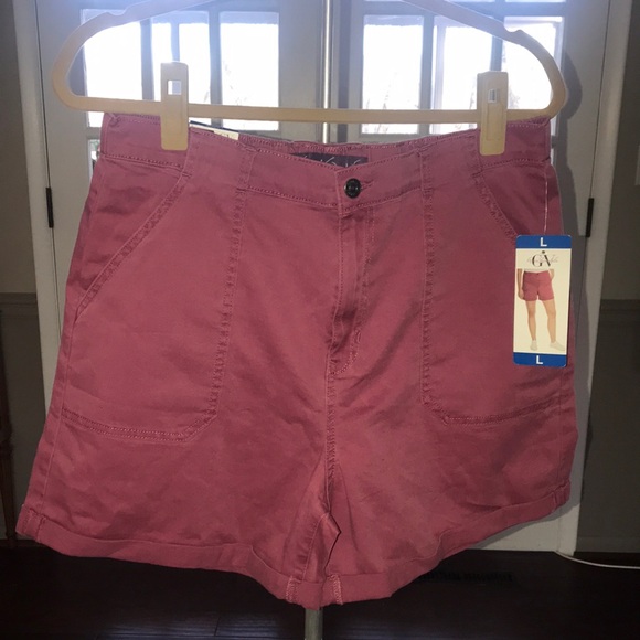 NWT GV Gloria Vanderbilt Women's Utility Shorts Large Pink - Picture 1 of 8